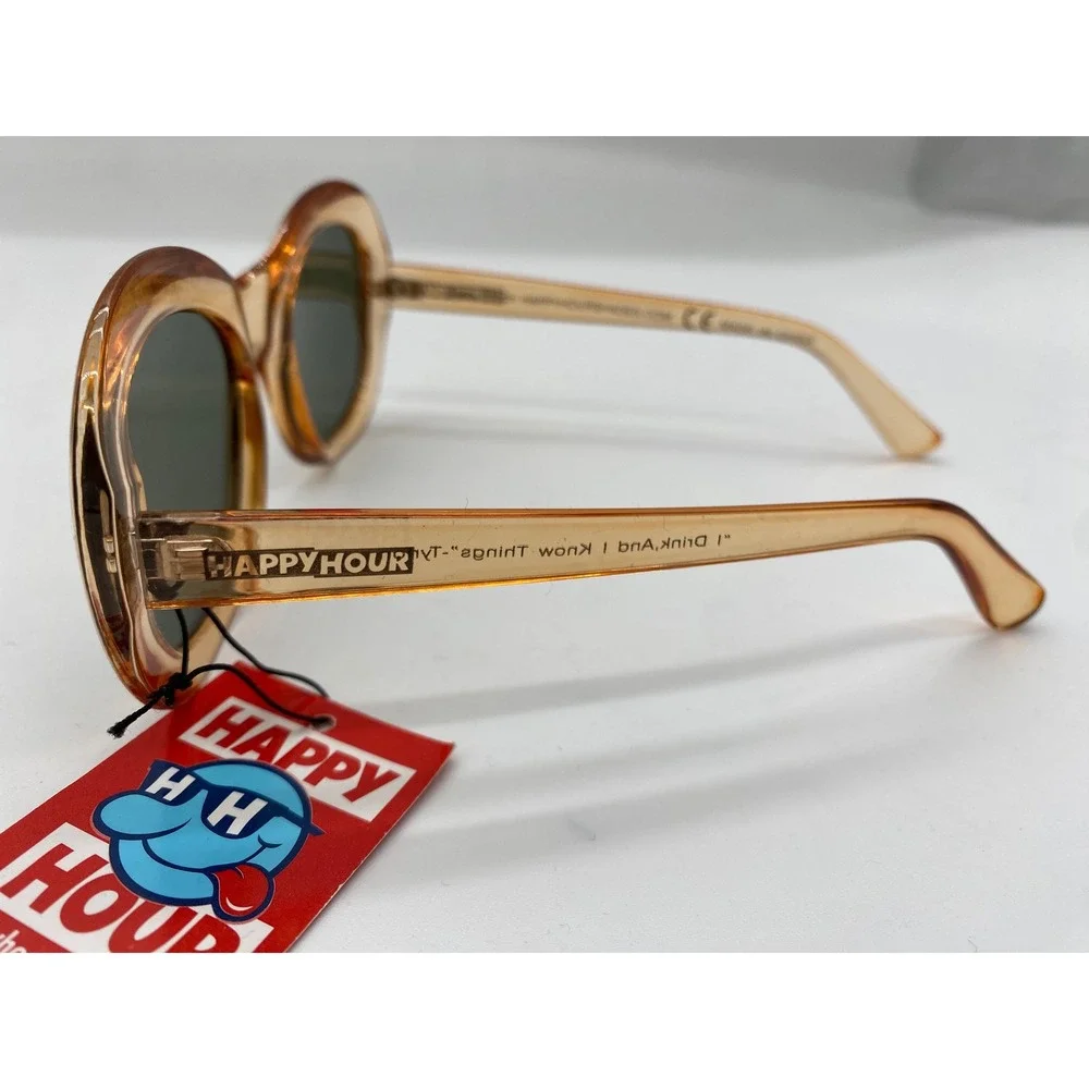 Happy Hour Shades Beach Translucent Tan Oval Sunglass UV400 Retro Skate Eyewear